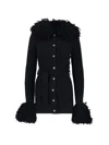 Patou Long Cardigan With Wool And Cashmere Fringes In Black