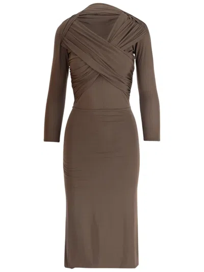 Patou Long Dress Cross Effect In Mocha