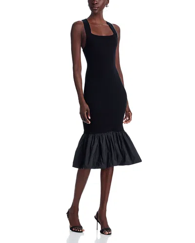 Patou Ruffled-hem Midi Dress In Black