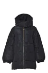 Patou Long Nylon Hooded Down Jacket - Black