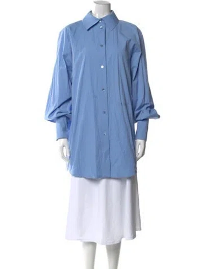 Pre-owned Patou Long Sleeve Button-up Top In Blue