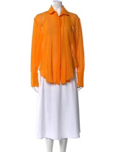 Pre-owned Patou Long Sleeve Button-up Top W/ Tags In Orange