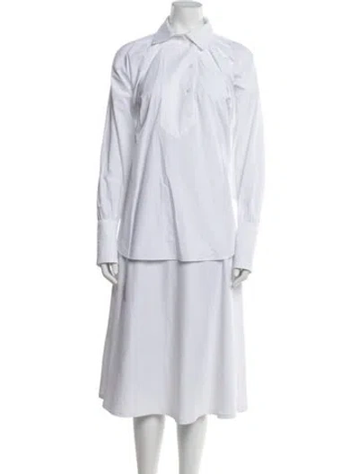 Pre-owned Patou Long Sleeve Button-up Top In White