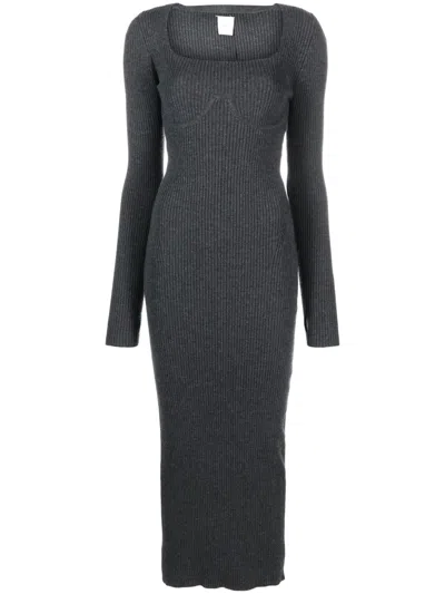 Patou Long-sleeve Knitted Dress In Grey