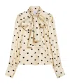Patou Silk Blouse With Polka Dot Pattern And Bow In Yellow