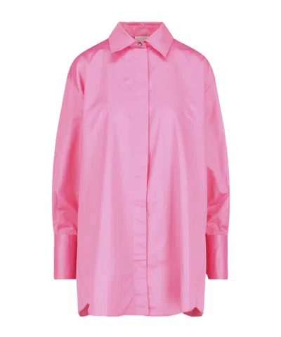 Patou Long Sleeve Shirt Dress In Pink