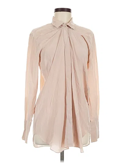 Pre-owned Patou Long Sleeve Silk Top Ivory Tie Neck Tops