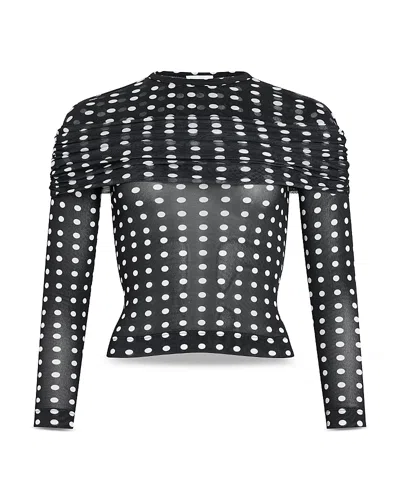 Patou Polka-dot Ruched Top In Black