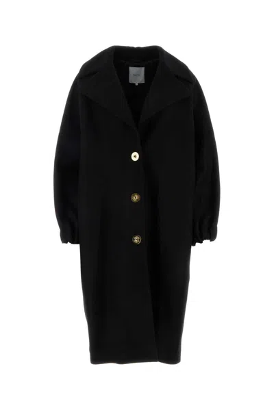 Patou Long Sleeved Buttoned Coat In Black