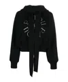 Patou Black Cotton Cropped Medallion Hoodie With Logo Embroidery In Black