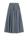 Patou Wide Blue And White Striped Skirt In Blue