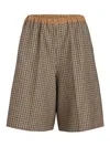 Patou Houndstooth Longline Shorts In Beige
