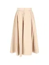 Patou Woman Midi Skirt Beige Size 8 Cotton In Brown