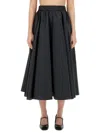 Patou Flared High-waisted Midi Skirt In Black