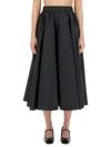 Patou Flared High-waisted Midi Skirt In Black