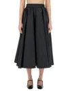 Patou Flared High-waisted Midi Skirt In Black