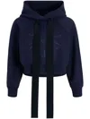 Patou Medallion Cropped Cotton Hoodie In Blue