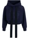 Patou Medallion Cropped Cotton Hoodie In Blue