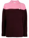 Patou Maroon Wool Two-tone Knitted Jumper In Grey