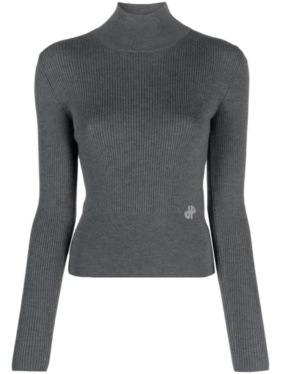Patou Merino-blend Mock-neck Jumper In Grau