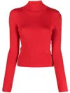 Patou Merino-blend Mock-neck Jumper In Red