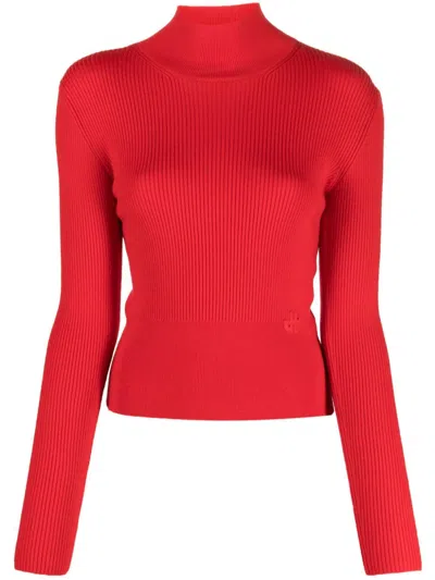 Patou Merino-blend Mock-neck Jumper In Red