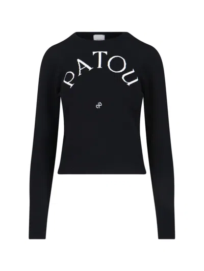 Patou Merino Wool Blend Sweater In Black