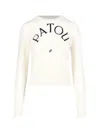 Patou Ribbed Cuff And Hem Knit Crewneck In White
