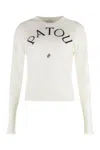 Patou Ribbed Sleeve Crewneck Top In White