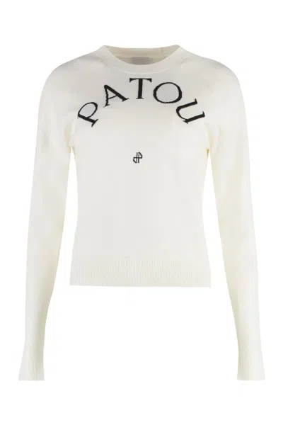 Patou Merino Wool Crew-neck Sweater In White