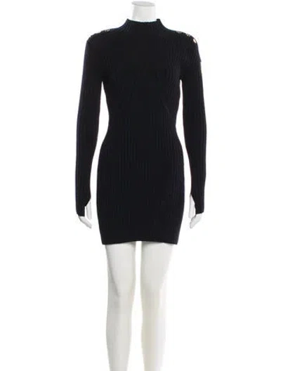 Pre-owned Patou Merino Wool Mini Dress In Black