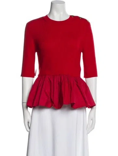 Pre-owned Patou Merino Wool Scoop Neck Sweater W/ Tags In Red
