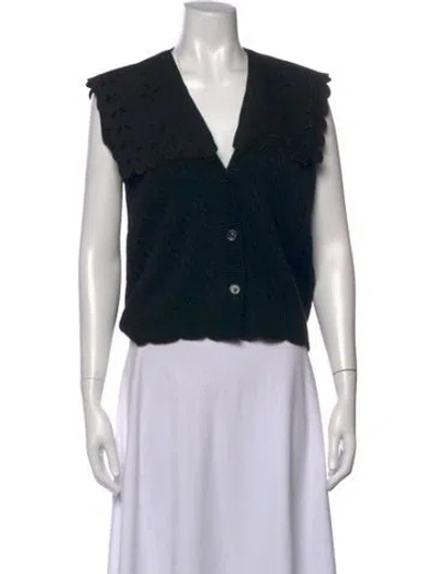 Pre-owned Patou Merino Wool V-neck Sweater In Black