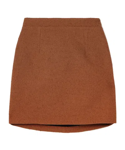 Patou Wool-blend Tweed Mini Skirt In Brown