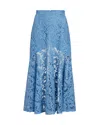 Patou Mermaid Lace Midi Skirt In Blue