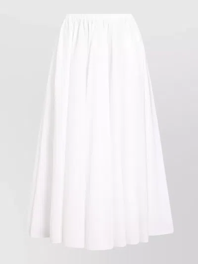 Patou Midi Skirt Elastic Waist Full Silhouette In White