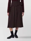 Patou Midi Skirt Featuring Belted Waist And Pleats In Brown