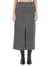 Patou Chic Midi Skirt In Grey