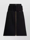 Patou Midi Skirt With Zipper And Belt In Black