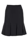 Patou Flared High Waist Stretch Mini Skirt In Blue