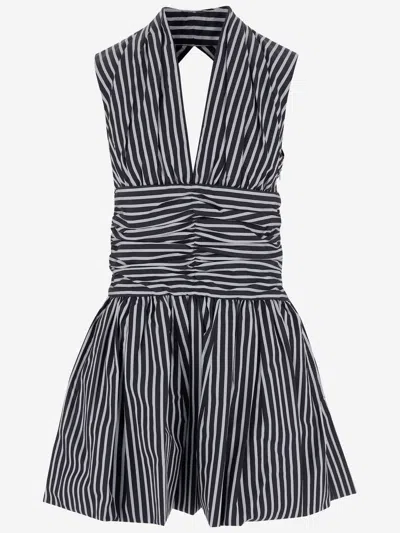 Patou Mini Dress With Open Back In Cotton Poplin In Blue