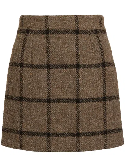 Patou Tweed Mini Skirt In Brown