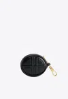Patou Mini Jp Leather Pouch Keyring In Black