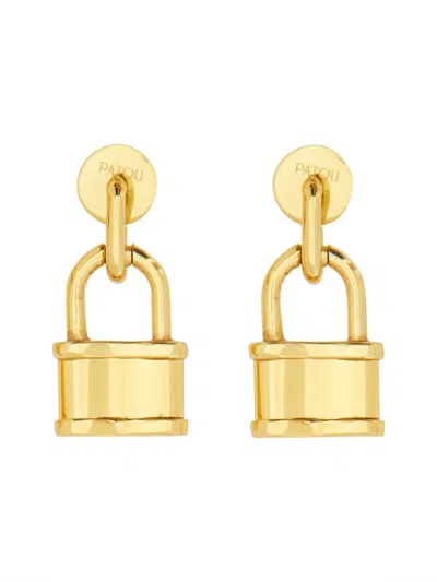 Patou Mini Padlock Brass Earrings In Gold