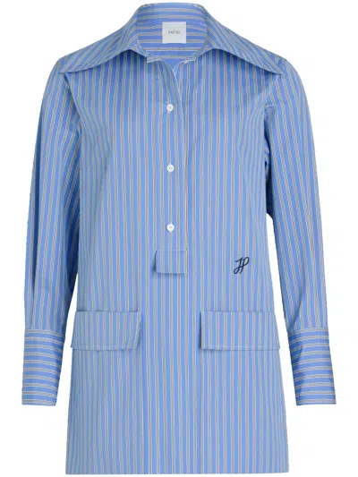Patou Mini Poplin Shirt Dress In Blue