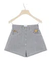 Patou Mini Shorts In Striped Cotton Denim