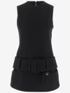 Patou Boiled Wool Mini Dress In Black