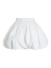 Patou Balloon Silhouette Pleated Skirt With Elastic Waistband In White