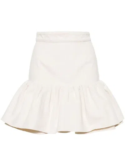 Patou Miniskirt With Ruffles Clothing In Nude & Neutrals