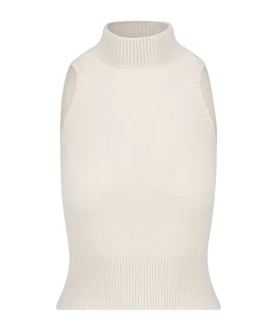 Patou Mock-neck Knitted Sleeveless Top In Pink